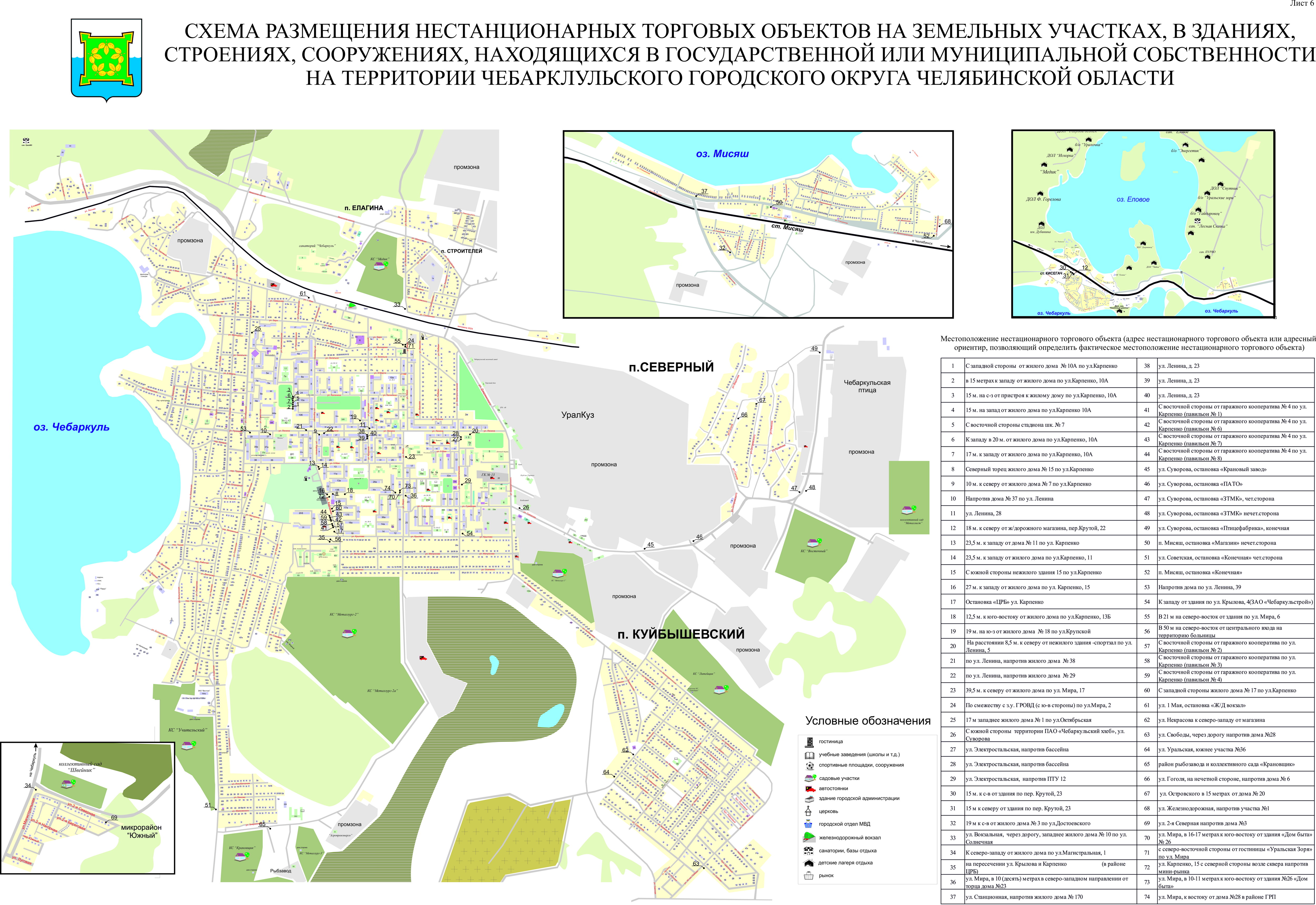 Карта размещения нестационарных торговых объектов